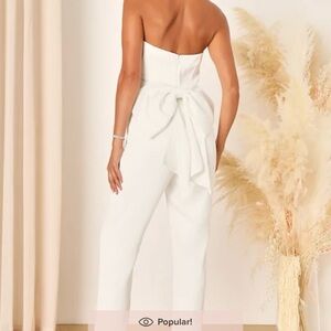 Lulu's White Strapless Bow Jumpsuit